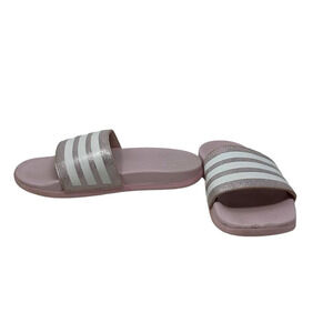 Adidas girls light pink glitter stripes comfort slide sandals girls size 1